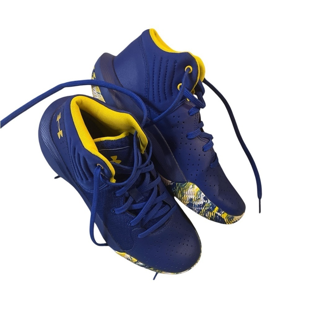 Under Armour Kids Blue And Yellow Basketball Shoes